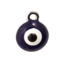 Emaille Charm Evil Eye (12 x 10 x 7 mm) Dark Blue (3 Stück)