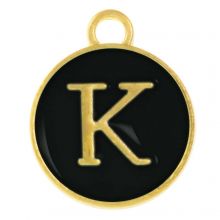 Emaille Charm Buchstabe K (14 x 12 x 2 mm) Black (1 Stück)