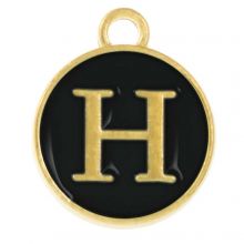 Emaille Charm Buchstabe H (14 x 12 x 2 mm) Black (1 Stück)