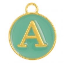 Emaille Charm Buchstabe A (14 x 12 x 2 mm) Turquoise (1 Stück)
