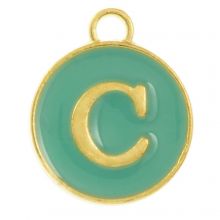 Emaille Charm Buchstabe C (14 x 12 x 2 mm) Turquoise (1 Stück)