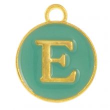 Emaille Charm Buchstabe E (14 x 12 x 2 mm) Turquoise (1 Stück)