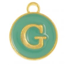 Emaille Charm Buchstabe G (14 x 12 x 2 mm) Turquoise (1 Stück)
