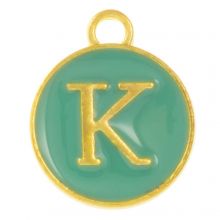 Emaille Charm Buchstabe K (14 x 12 x 2 mm) Turquoise (1 Stück)
