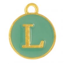 Emaille Charm Buchstabe L (14 x 12 x 2 mm) Turquoise (1 Stück)