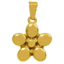Edelstahl Pendant Blume (26.5 x 17.5 x 3 mm) Gold (1 Stück)