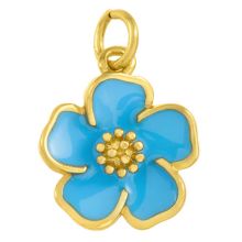 Emaille Charm Blume (15 x 13 x 3.5 mm) Sky Blue (1 Stück)