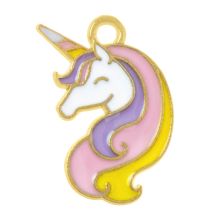 Emaille Pendant Einhorn (18 x 11,5 x 1 mm) Multi Color (5 Stück)