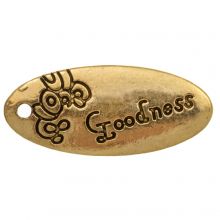 Charm oval Text "Goodness" (25 x 11 x 1 mm) Gold (5 Stück)