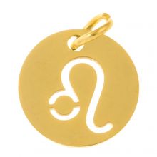 Edelstahl Sternzeichen Pendant Löwe (12 mm) Gold (1 Stück)