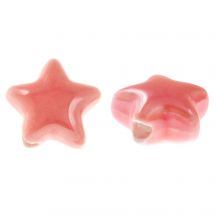 Keramikperlen Stern (14 x 8 mm) Salmon Pink (3 Stück)