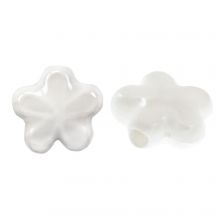 Keramikperlen Blume (11.5 x 12 x 5.5 mm) White (5 Stück)