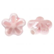 Keramikperlen Blume (11.5 x 12 x 5.5 mm) Baby Pink (5 Stück)