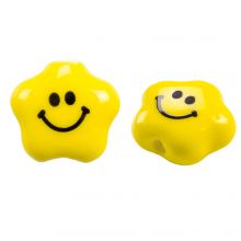 Keramik Smiley Perlen (15 x 7 mm) Yellow (3 Stück)