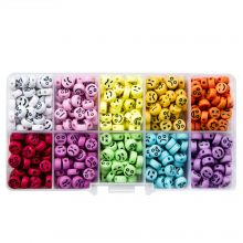 Perlen Set - Acryl Smiley Perlen Verschiedene Mimiken (7 x 4 mm) Mix Color-Black (500 Stück)