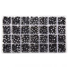  Sortierkasten XL - Buchstabenperlen A/Z (7 x 3.5 mm) Black-White (35 Perlen pro Buchstabe)