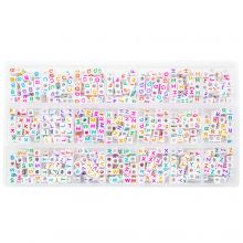 Sortierkasten - Buchstabenperlen Konsonanten Grosses Loch (6 x 6 mm) White-Mix Color (35 Perlen pro Buchstabe)