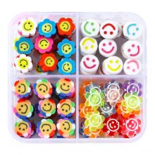 Perlen Set - Acryl, Polymer & Kunstharz Smiley Perlen (verschiedene Grössen) Mix Color (25 Stück pro Grösse)