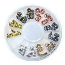 Perlen Set - Strassstein Spacer Perlen (5 mm) Mix Color (6 x 10 Stück)