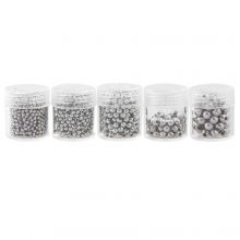 Perlen Set - Metallperlen (1,5 / 2 / 3 / 4 en 5 mm) Altsilber (2500 Stück)