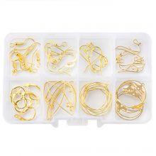 Sortierkasten - Ohrringe (6 verschiedene Arten) Gold (42 Stück)