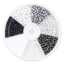 Perlen Set - Rocailles (3 mm) Mix Color White / Black 