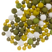 Perlenmischung - Acrylperlen Matt (4 - 6 - 8 mm) Warm Olive Mix (50 Gramm)