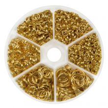 Sortierkasten - Spaltringe (4 - 10 x 1.4 mm) Gold (1050 Stück)