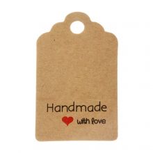 Geschenkanhänger - Handmade With Love (50 x 30 x 0.4 mm) Braun (25 Stück)