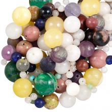 Perlenmischung - Naturstein Perlen (4 - 16 mm) Mixed Stone (100 Gramm)