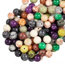 Perlenmischung - Naturstein Perlen (8 mm) Mixed Stone (100 Gramm / ca. 125 Stück)