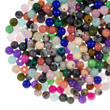 Perlenmischung - Naturstein Perlen (4 mm) Mixed Stone (30 Gramm / ca. 270 Stück)