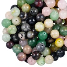 Perlenmischung - Naturstein Perlen (8 mm) Mixed Stone (100 Gramm / ca. 120 Stück)