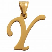 Edelstahl Buchstabenanhänger Y (32 mm) Gold (1 Stück)