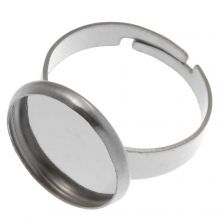 Edelstahl Verstellbarer Ring (Fassung 14 mm) Altsilber (5 Stück)