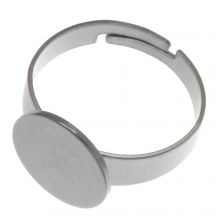 Edelstahl Verstellbarer Ring (Fassung 12 mm) Altsilber (5 Stück)