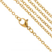 Edelstahl Halskette Ovale Kettenglieder (2.5 x 2 x 0.4 mm / 50cm) Gold (1 Stück)