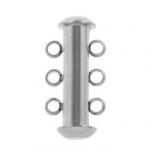 Edelstahl Schiebeverschluss Multi Strang 3 Ösen (19 x 10 mm) Altsilber (1 Stück)