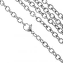Edelstahl Halskette Ovale Kettenglieder (5 x 4 x 1 mm / 60 cm) Altsilber (1 Stück)