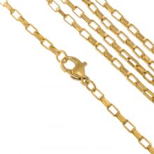 Edelstahl Halskette Rechteckige Kettenglieder (4 x 2 x 1 mm / 45 cm) Gold (1 Stück)