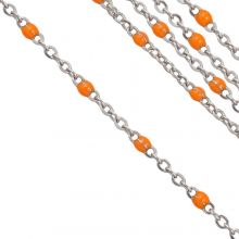 Edelstahl Gliederkette (2 x 1.5 mm) Orange / Altsilber (2,5 Meter)