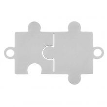 Edelstahl Zwischenstück 2 Ösen Puzzle (21 x 13 mm) Altsilber (5 Stück)