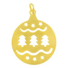 Edelstahl Charm Weihnachtskugel (25 x 20 x 1 mm) Gold (1 Stück)