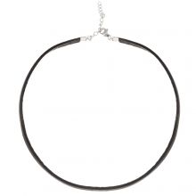 DIY Halskette - Lederchoker mit Edelstahlverschluss (35 cm) Schwarz (1 Stück)
