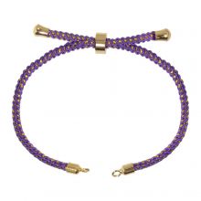 Armband DIY - Geflochtene Nylonkordel Verstellbar (22 cm) Violet - Gold (1 Stück)
