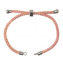 Armband DIY - Geflochtene Nylonkordel Verstellbar (22 cm) Pink - Altsilber (1 Stück)