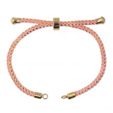 Armband DIY - Geflochtene Nylonkordel Verstellbar (22 cm) Pink - Gold (1 Stück)