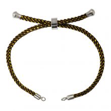 Armband DIY - Geflochtene Nylonkordel Verstellbar (22 cm) Black -  Altsilber (1 Stück)