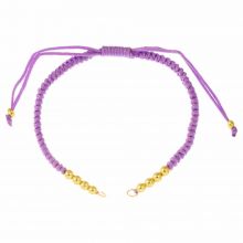Armband DIY- Geflochtene Nylonschnur mit Metallperlen Verstellbar (26 cm) Purple - Gold (1 Stück)