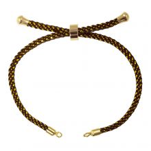 Armband DIY - Geflochtene Nylonkordel Verstellbar (22cm) Dark Brown - Gold (1 Stück)